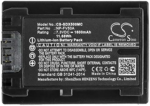 Bateria de substituição de 1600mAh para Sony FDR-AX40, Sony FDR-AX45, Sony FDR-AX60, Sony HDR-CX625, Sony