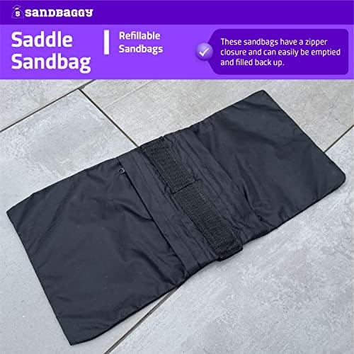 Sandbaggy Saddle Sandbags - vem pré -cheia de 15 libras. de areia - pesos para fotografia, tendas, equipamentos externos
