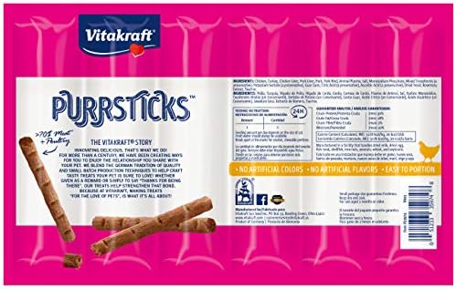 Vitakraft Purrsticks Carnejas de gato - Frango - Meatstick segmentado e quebrável - deliciosamente