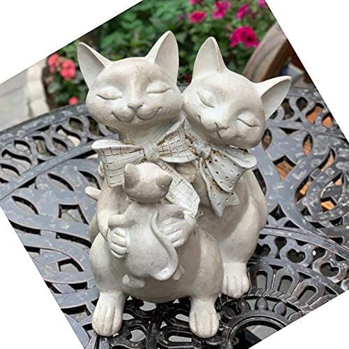 Liushi Resina Cat Família Figure Decoração Presente Resina Estátua Estátua Ornamento Designs Vintage Handcast