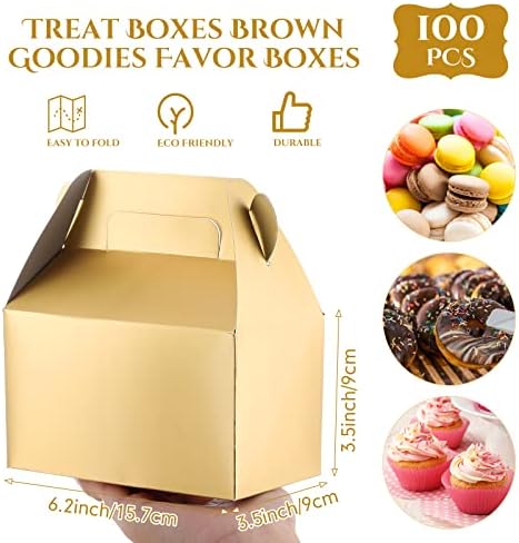100 peças Caixas de tratamento de doces em duas peças, pequenas caixas de presente com alça, caixas