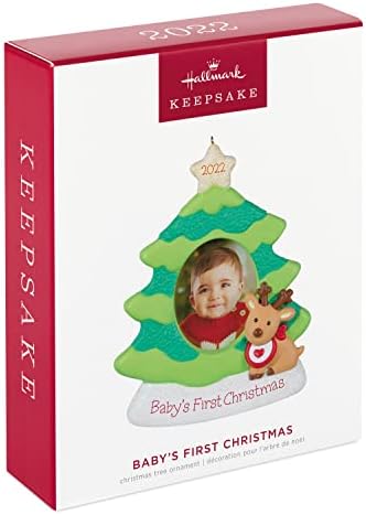 Hallmark Keetake Ornamento de Natal de 2022, datada de ano, primeiro moldura de foto de Natal do bebê