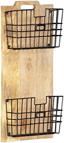 Rack de revista escarson montada na parede 13 x3.9 x26.4 sólida de madeira de manga áspera marrom