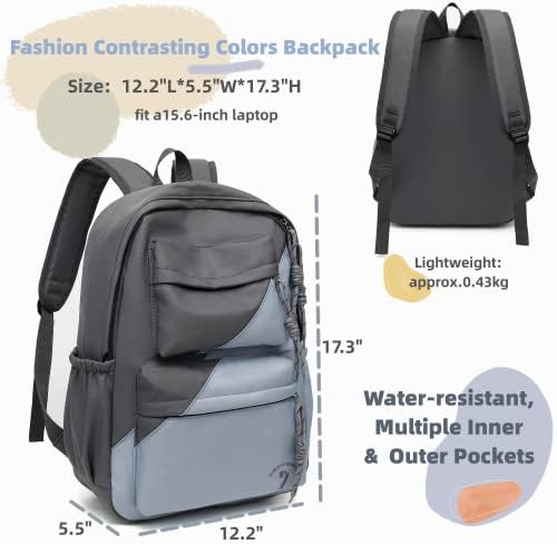 Mochilas de laptop resistentes à água saltada para mulheres Backpack Backpack Bag Satchel Grey Grey