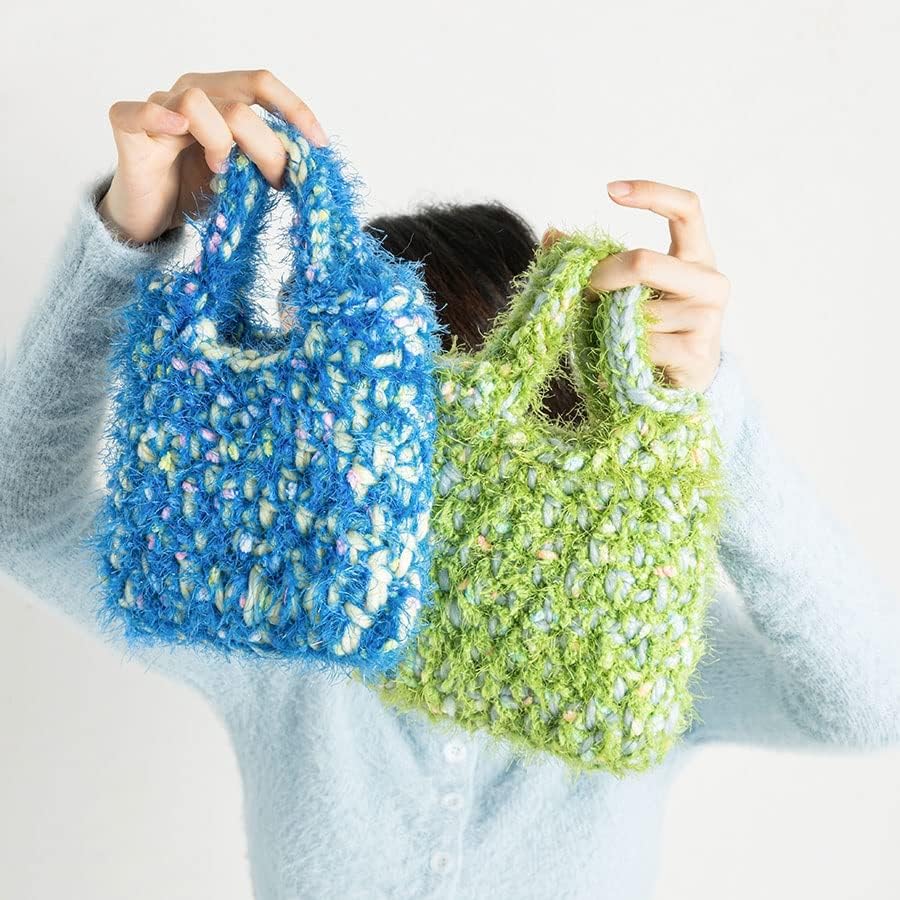 Sfmzcm tricô bolsa pequena bolsa de telefonia manual de inverno macio mulheres bolsas mini baldes coloridos para design simples bolsas de design