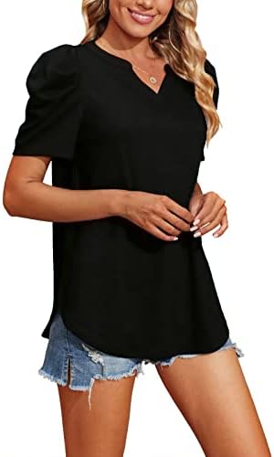 Camisetas femininas talhas de ajuste solto contra puff tops de manga curta Tops de verão elegante camisa