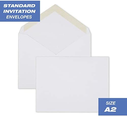 Envelopes de convite padrão mead, fechamento gummed, papel premium de 24 lb, 4-3/8 x 5-3/4, branco, 100/caixa