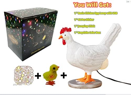 Lâmpada de ovo de galinha, lâmpada de ovo de galinha 3D com caixa de presente de cor, lâmpada de ovo liderada