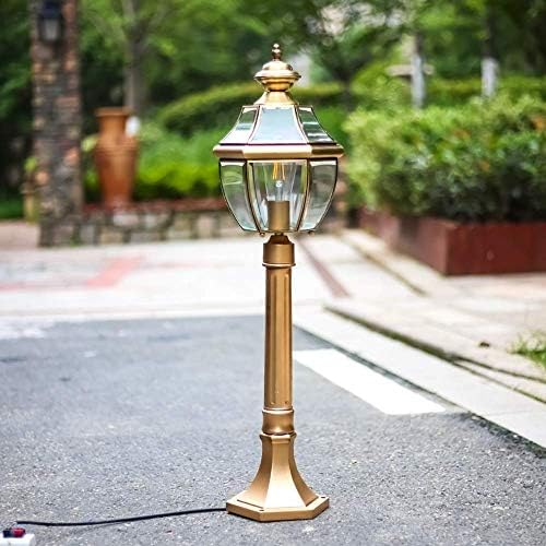 TQXDD Vintage Aluminium Brass Glass Pillar Light | Lâmpada de rua à prova d'água | Luz do quintal | Lâmpadas de piso de paisagem de alto pólo ao ar livre e27 Lâmpada tradicional da coluna da coluna de alumínio Luz - via de bronze