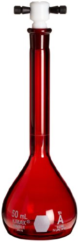 Kimax 28016-500 Vidro 500ml, +/- 0,20 ml de tolerância, redondo com um frasco volumétrico de fundo de raio-raio