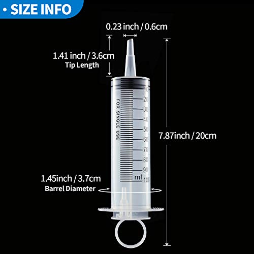 Bstean 100ml seringa sem agulha, embrulhada individualmente para industrial, científico, medição, rega, alimentação