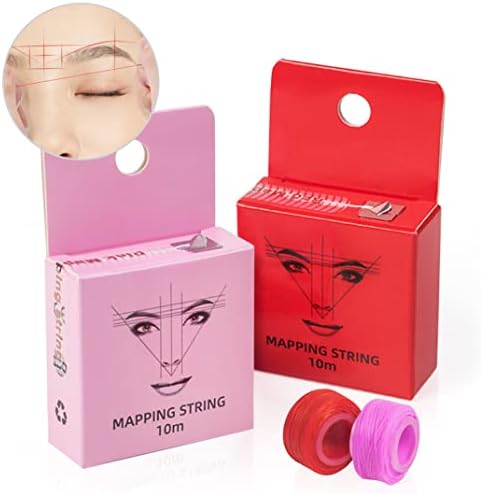 Xiaoyu 10m Mapping String para medição de sobrancelha, fios de mapeamento de sobrancelha para maquiagem de sobrancelha, 6 pacote, tinta rosa