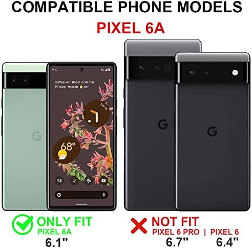 Kezihome Google Pixel 6A Case, caixa de carteira de couro genuína para Google Pixel 6A 5G, capa Flip com titulares de cartões RFID bloqueando a capa do telefone compatível com o Google Pixel 6A 5G