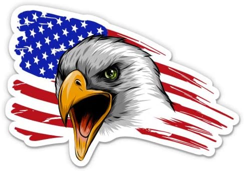 American Eagle With Flag - Adesivo de Vinil de 3 - Para Laptop de Laptop Telefone para Laptop Water - Decalque