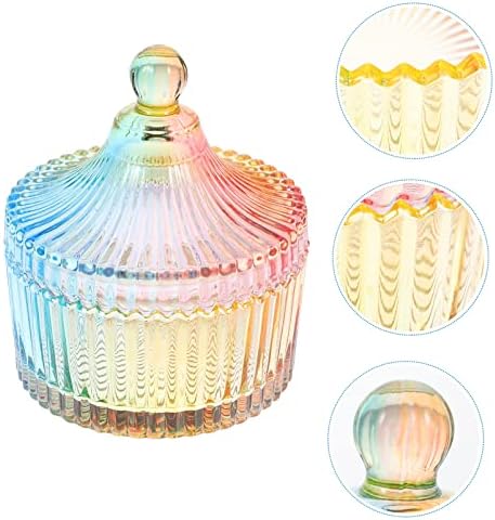 Prato de doce de vidro de Besportble com tampa colorida de arco -íris