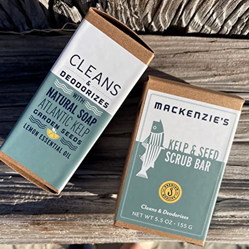 Mackenzie's Kelp & Seed Scrub Bar 5,5 oz - Presentes para pescadores, cozinheiros e jardineiros, vida
