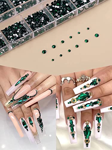 3120 pcs gemas verdes kit de shinestone kit de strass e ebanku artes de cristal lastro de unha de diamante de diamante com pinças e caneta de broca