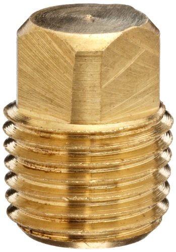 Anderson Metals - 06114-02 Ajuste de tubo de latão, plugue de cabeça quadrada sólida, tubo masculino