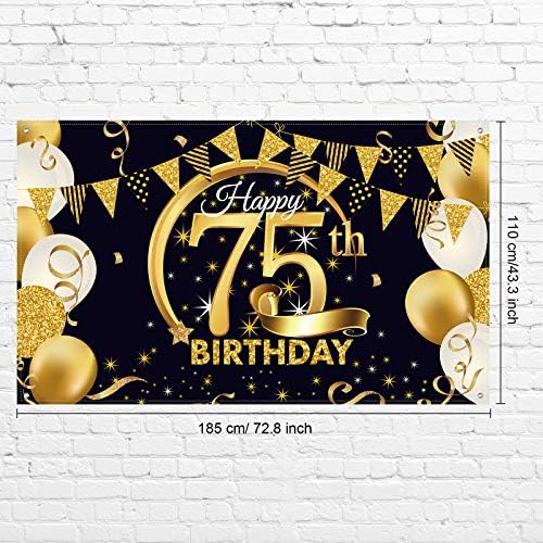 Decoração de festa de aniversário Poster de sinal de ouro preto extra grande para o banner de fundo da cabine