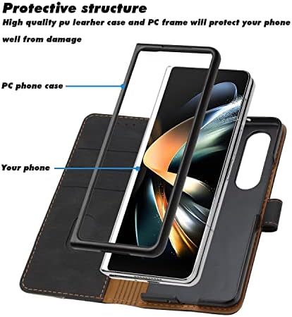 Caixa de telefone celular Compatível com Samsung Galaxy Z Fold 3 Caso, Galaxy Z Fold 3 Caso da carteira Slim PU