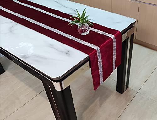 Fullony Rhinestone Table White Table Runner bege toalheira de mesa europeia 13x71 polegadas para jantares em família,