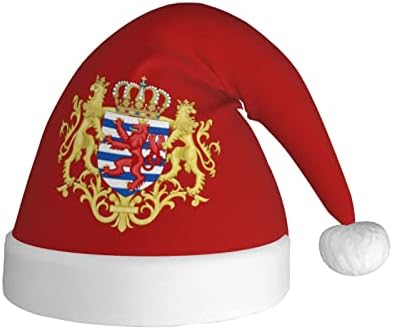 Zaltas Médio Brasão de Armas do Luxemburgo Chapéu de Natal para Adultos Soft confortável Papai Noel Chapéus