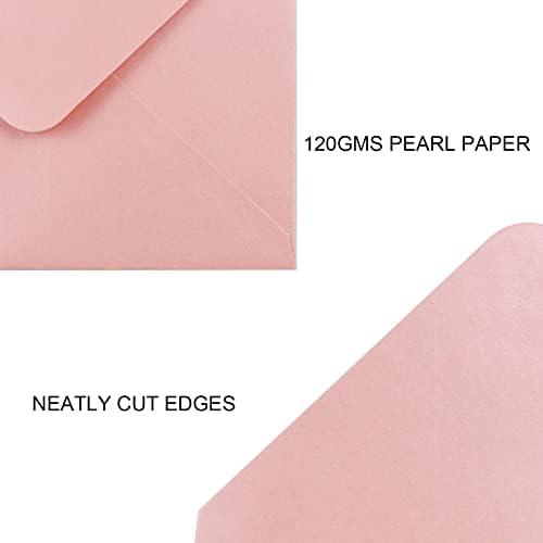 Yinuoyoujia 50 PCs 5 x 7 envelopes para convite, envelopes A7 rosa rosa de pérolas, envelopes de convite de