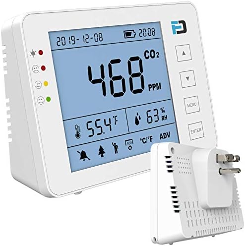 Monitor de dióxido de carbono plug-in de parede AC por forense | Alarmes compatíveis com AB841 para salas de aula | Power CA direto para a parede | 10 anos de vida | Medidor de CO2 | Academias, escritórios, salas de aula, casa, varejo |