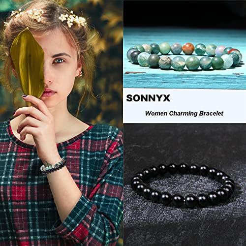 Sonnyx 15 PCs 8mm lindos lindos pulseiras de pedras de pedras de pedras redondas para homens para homens