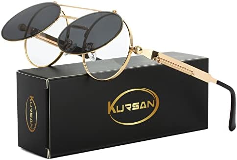 Kursan vintage redondo os óculos de sol para homens homens hippie estilo círculo de sol