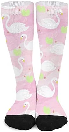 Cisne branco em meias de cores estampadas em rio Pink Sweet Combating meias atléticas de joelho alto para homens homens