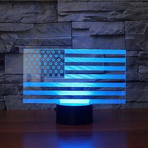 Superiorvznd 3d American Flag Stripes Night Light Remote Control Power Power Touch mesa de mesa Optical Illusion