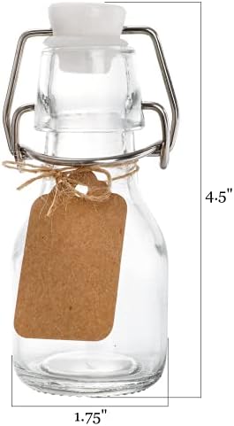 Kingrol 30 Pack mini garrafas de vidro de primeira linha, garrafas de armazenamento de 2 oz com tags de etiquetas e cordas personalizadas para artesanato, decoração, favores de festa de casamento