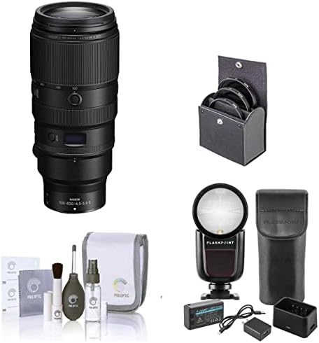 Nikon Nikkor Z 100-400mm f/4,5-5.6 VR S lente, pacote com flashpoint zoom li-on x r2 ttl na câmera redonda