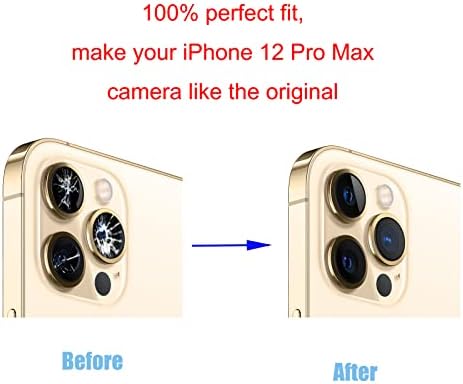 3pcs/defina a lente da câmera traseira substituta para iPhone 12 Pro Max, anti-lente Scratch & Waterproof, lente da câmera de vidro traseiro Substituição de capa + kit de ferramenta de reparo pré-instalado + kit de ferramenta de reparo