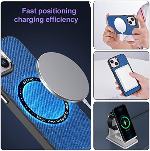 Joyaki [3 em 1] projetado para iPhone 14 Case 6,1 polegadas, construa com anel condutor magnético, com 1 protetor de tela de vidro temperado com 1 pacote + 1pack da câmera protetor-azul