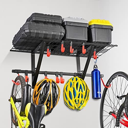 Plkow Garage Wall prateleira 4 pacote Inclui ganchos de bicicleta, organizador de parede de montagem de parede