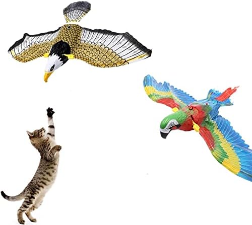 MOGSA 2PCS Simulação Bird Bird Cat Toy, brinquedo de gato de pássaro voador, simulação Bird Flying Bird Pet Toy, pendurado no teto elétrico Flying Bird Cat Toy