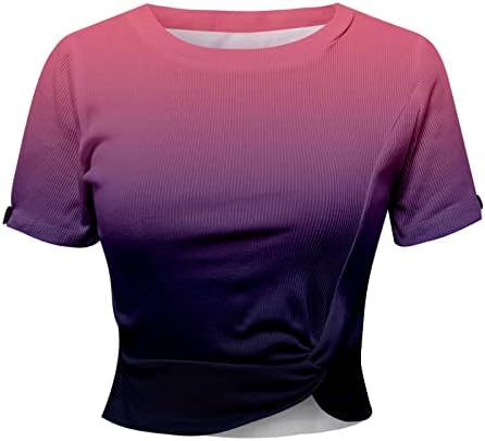 Camisas para mulheres Mulheres Camista casual Camista redonda Color sólido Top Top Casual Nó