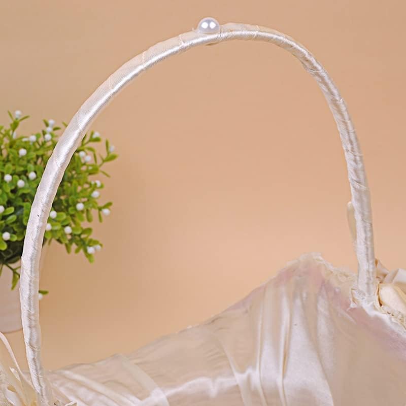 Ylyajy cesto de flor de casamento branco cesto de cesta de flores de flor pequena cesta de flor de flor de flor