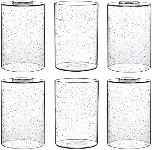 CANOMO 6 pacotes de cilindros leves de vidro semeado tons de cilindro, 6 x 4 de reposição de bolhas transparentes de vidro para 2-1/4 luminárias de parede de fitter lustres ou lâmpadas de teto