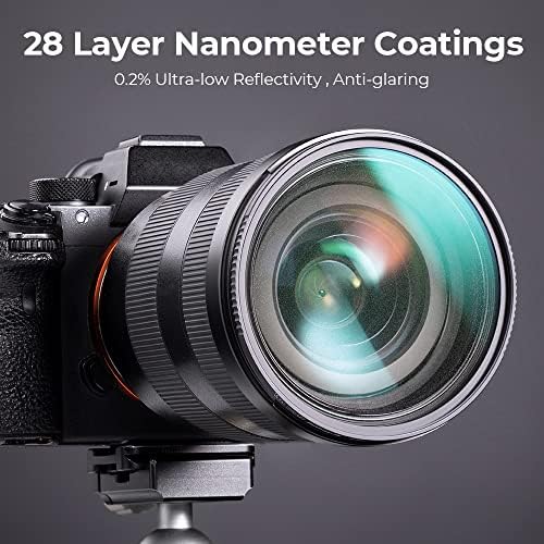 K&F Concept 82mm Difusão preta 1/8 filtro Filtro de lente de efeito cinematográfico com 28 revestimentos multi-camadas resistentes à prova d'água/arranhões para vídeo/vlog/retrato fotografia