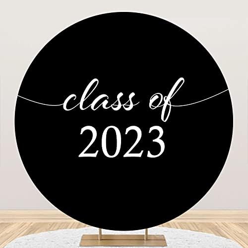 Diâmetro dorcev de 7,5 pés de formatura festa redonda capa de pano de fundo preto aula de cor simples de 2023 Parabéns.