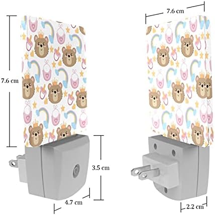 2 Pacote quente e quente LED LED Nightlight Lovely Bear Pattern com Dusk-to-Dawn Sensor Compact Nightlight