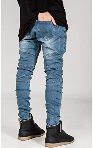 Andongnywell Men Slim Fit Jeans Long Skinny Strelth Pants Comfortar as calças jeans retas com