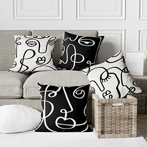 Zcyxuuw Mulher minimalista Face Line Art Covers de travesseiro, capas de travesseiro 18x18, conjunto de 4 travesseiros