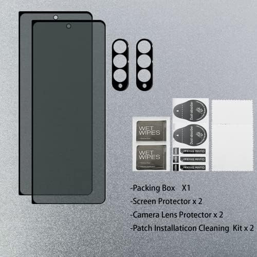 OWMGTS PARA SAMSUNG Galaxy Z Fold 4 Protetor de tela de privacidade 2 Pacote Pacote Frente Privado Protetor de tela de vidro de temperatura + 2 Pacote Lente da câmera Protetor, Anti-Scratch, [Anti-Spy]-Black