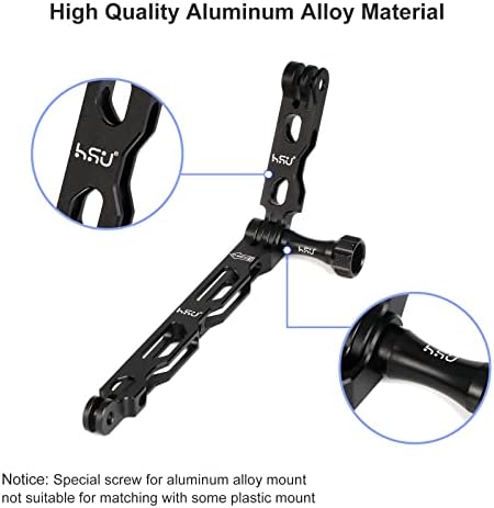 Hsu All Aluminum Ligy Extension Kit Metal Metal Mount Helmet Stick Extensão Montagem do braço para a GoPro Hero 11/10/9/8/7/6/5 Black, Sessão 5/4, DJI OSMO Ação e muito mais