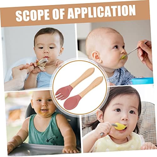 Luxshiny Children's Fork and Spoon Conjunto de silicone colher de cozinha bebê colheres de crianças 1 conjunto