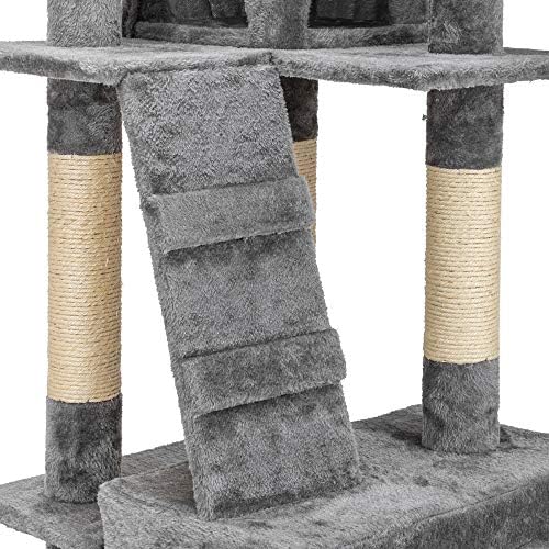 66 Sisal Hemp Cat Tree Tower Furniture Scratch Post Pet House Play Kitten com poleiros aconchegante cinza